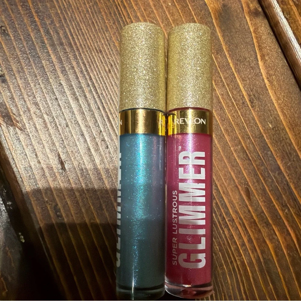 Revlon Glimmer Lip Gloss Duo Pink 008 rose glow and blue 010 indigo ice - Picture 3 of 3